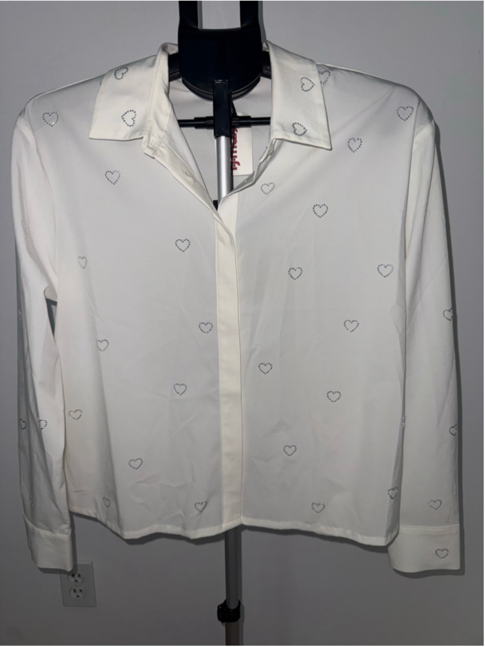 ✨ NWT Modern Works Rhinestone Heart Button Down Blouse ✨